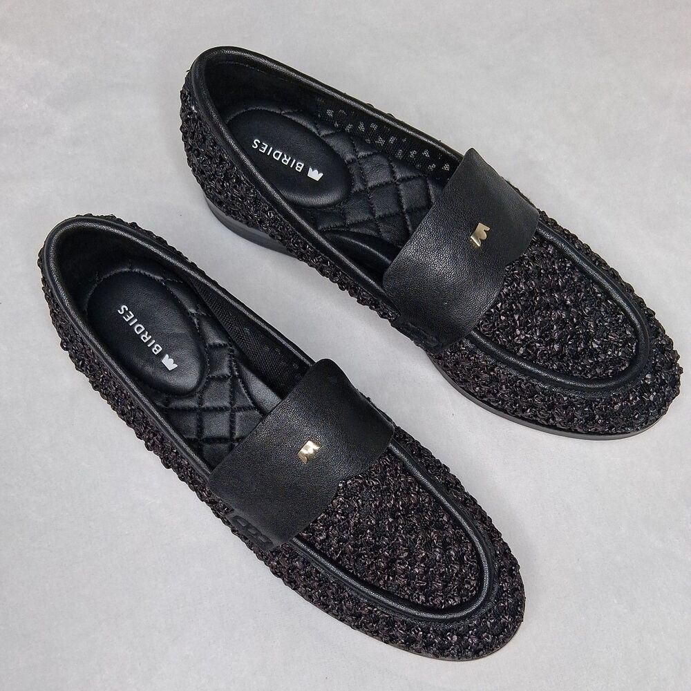 Birdies Women's The Starling 20 Loafers In Black Openweave Size 8